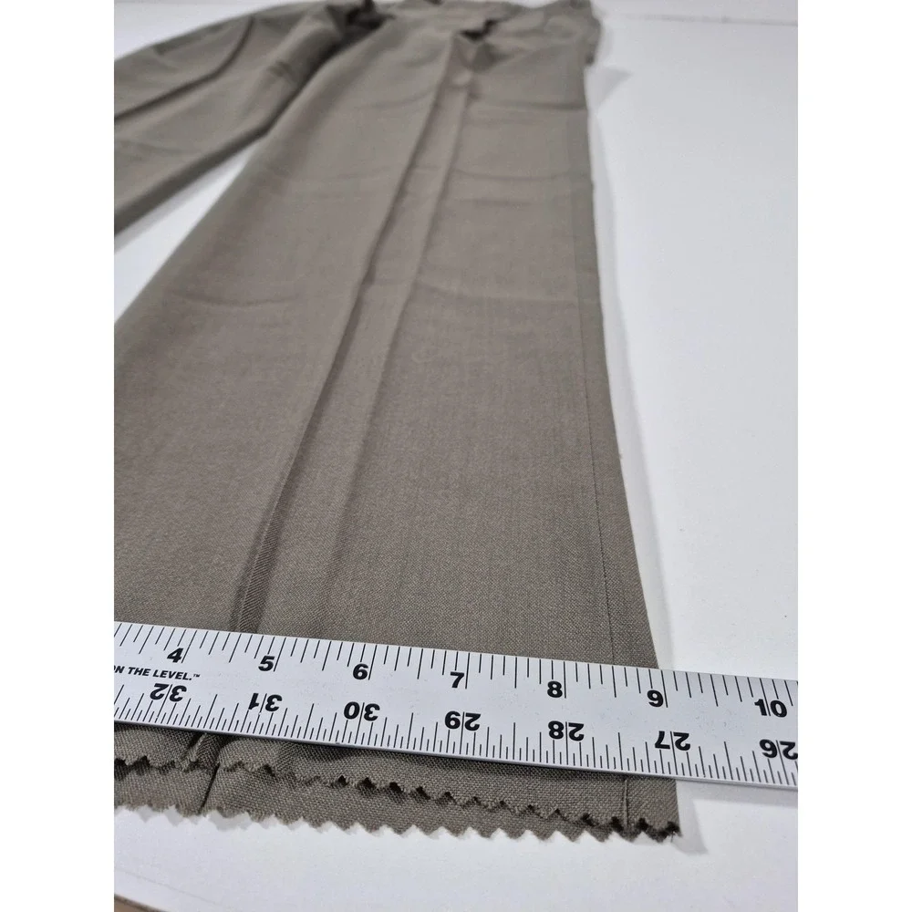 VTG Sansabelt Dress Pants Mens 34x36 Beige Pleated Straight Comfort Waist